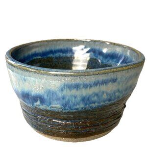 Art Studio Pottery Bowl  Glaze Blue Gray Lake house Medium Size Bathroom Kitchen
